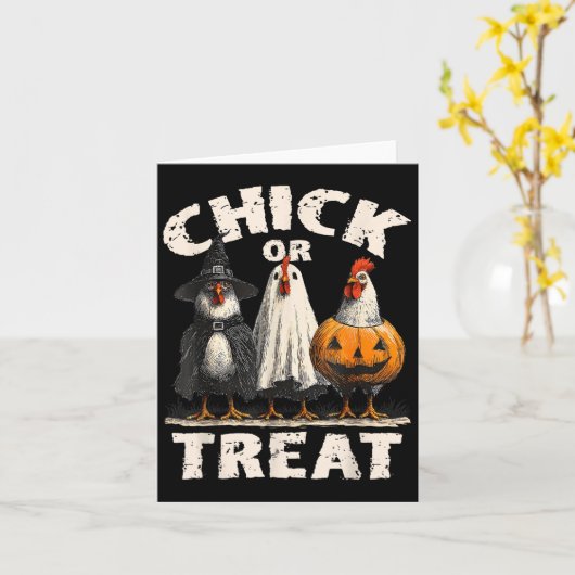 Grappige kuiken of trakteer kippen spookachtige ha kaart (Gele Bloem)