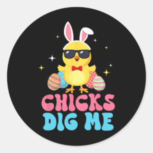 Grappige kuikens vinden me leuk voor mannen jongen ronde sticker