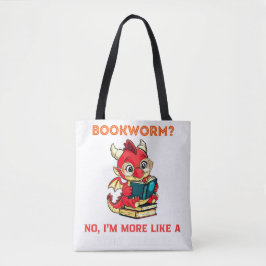 Grappige kunst draken lezen boeken mythische wezen tote bag