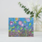 Grappige kunst, heldere bloemen in een prachtige t briefkaart (Staand voorkant)