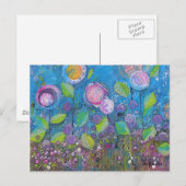 Grappige kunst, heldere bloemen in een prachtige t briefkaart (Voorkant / Achterkant)
