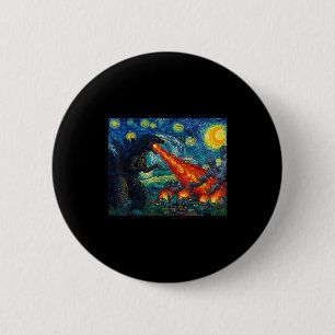 Grappige Kunst Japanse Monster Kaiju In Van Gogh S Ronde Button 5,7 Cm