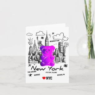 Grappige Kunst Kleurrijke Yorkcity Gummbeer Kaart
