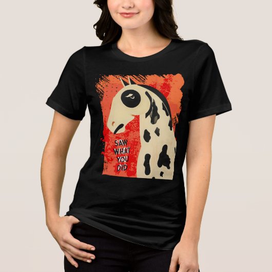 Grappige kunst paard zijdelingse blik aangepaste t Tri-Blend shirt (Voorkant)