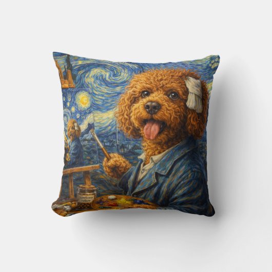Grappige Kunstenaar Cockapoo Kussen Kunst Hond Cad (Voorkant)