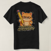 Grappige Kunstenaar Kat Samurai Potlood T-Shirt (Design achterkant)