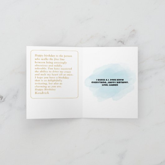 Grappige kunstmatige intelligentie vriendje verjaa kaart (Binnen)