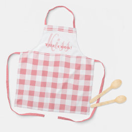 Grappige Kus De Kok Quote Gingham Check Roze Meisj Schort