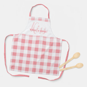 Grappige Kus De Kok Quote Gingham Check Roze Meisj Schort