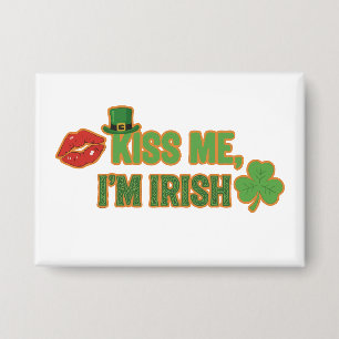 Grappige Kus Me Ik Ben Iers St. Patrick's Dag Fees Button