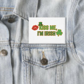 Grappige Kus Me Ik Ben Iers St. Patrick's Dag Fees Button (Insitu)