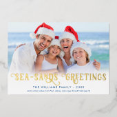 Grappige Kustkerstgroeten Folie Feestdagenkaart (Voorkant)