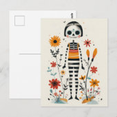 Grappige La Catrina Bloemendag van de Doden Briefkaart (Voorkant / Achterkant)