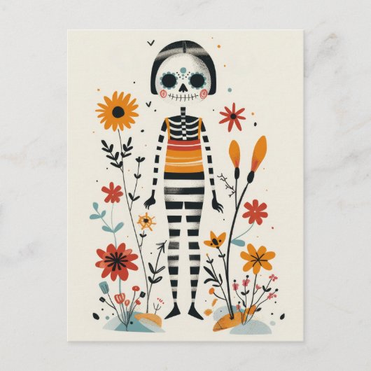 Grappige La Catrina Bloemendag van de Doden Briefkaart (Voorkant)