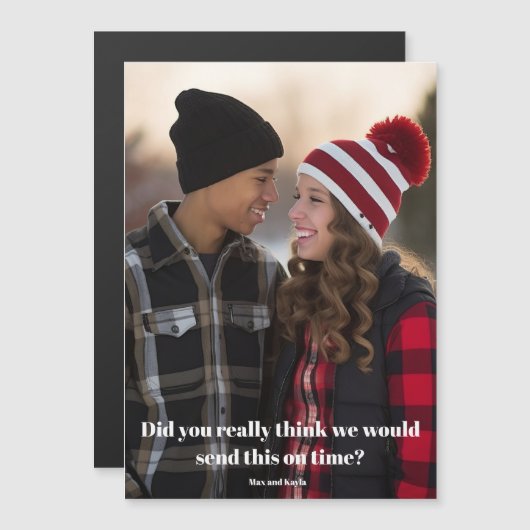 Grappige laat Kerstmis Familie Foto Vertraagde Mag (Voorkant / Achterkant)