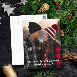 Grappige laat Kerstmis Familie Foto Vertraagde vak Briefkaart