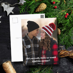 Grappige laat Kerstmis Familie Foto Vertraagde vak Briefkaart