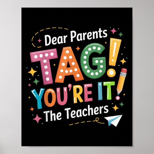 Grappige Laatste Schooldag Beste Ouders Label, Ler Poster (Voorkant)