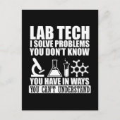 Grappige lab tech citeert humor van laboratoriumte briefkaart (Voorkant)
