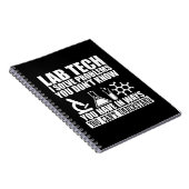 Grappige lab tech citeert humor van laboratoriumte notitieboek (Rechterzijde)