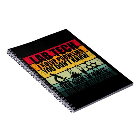 Grappige lab tech citeert humor van laboratoriumte notitieboek (Rechterzijde)