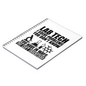 Grappige lab tech citeert humor van laboratoriumte notitieboek (Linkerzijde)