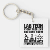 Grappige lab tech citeert humor van laboratoriumte sleutelhanger (voorkant)