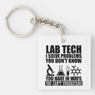 Grappige lab tech citeert humor van laboratoriumte sleutelhanger