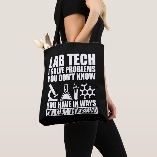 Grappige lab tech citeert humor van laboratoriumte tote bag (Dichtbij)