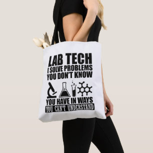 Grappige lab tech citeert humor van laboratoriumte tote bag