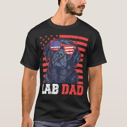 Grappige Lab Vader Usa Stars Labrador 4 juli T-shirt (Voorkant)