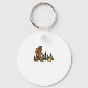 Grappige Labradoodle Bigfoot Hond Wandelende Hond  Sleutelhanger