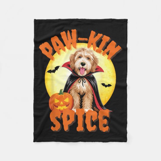 Grappige Labradoodle Pompoen Halloween Hond Liefhe Fleece Deken (Voorkant)