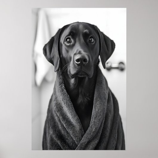 Grappige Labrador-badjasprint, badkamerhondenkunst Poster (Voorkant)