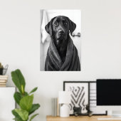 Grappige Labrador-badjasprint, badkamerhondenkunst Poster (Thuiskantoor)