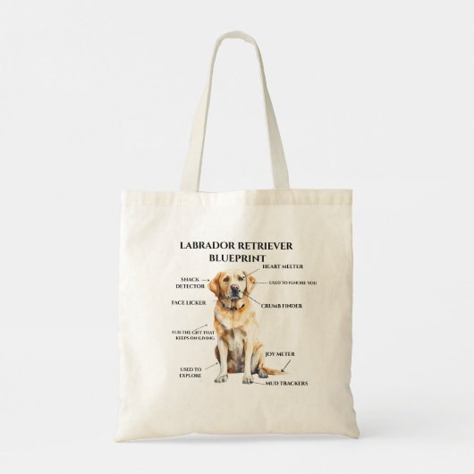 Grappige Labrador Retriever blauwdruk Tote Bag (Achterkant)
