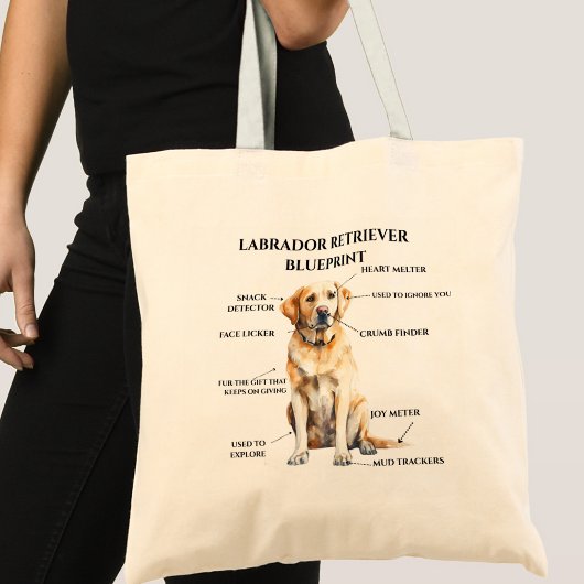 Grappige Labrador Retriever blauwdruk Tote Bag