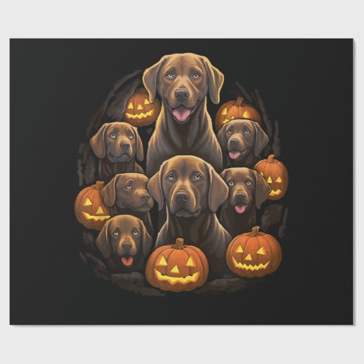 Grappige Labrador Retriever Chocolade Pompoen Hall Cadeaupapier (Vlak)