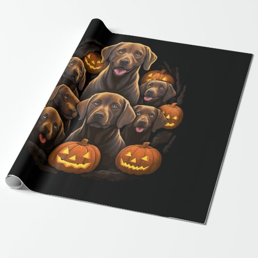 Grappige Labrador Retriever Chocolade Pompoen Hall Cadeaupapier (Uitgerold)