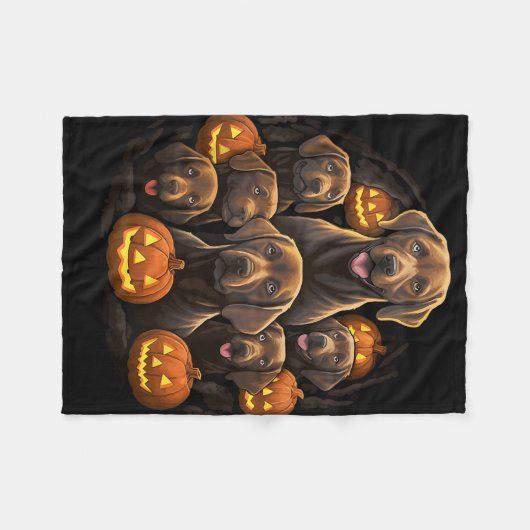 Grappige Labrador Retriever Chocolade Pompoen Hall Fleece Deken (Voorkant (Horizontaal))