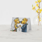 Grappige Labrador Retriever Dog Wedding Art Kaart (Gele Bloem)