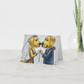 Grappige Labrador Retriever Dog Wedding Art Kaart