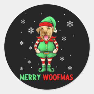 Grappige labrador retriever Elf Merry Woof Mas Ronde Sticker
