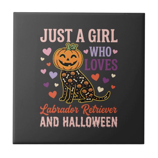 Grappige Labrador Retriever Halloween Pompoen Hond Tegeltje (Voorkant)