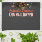 Grappige Labrador Retriever Halloween Pompoen Hond Theedoek (Gevouwen)