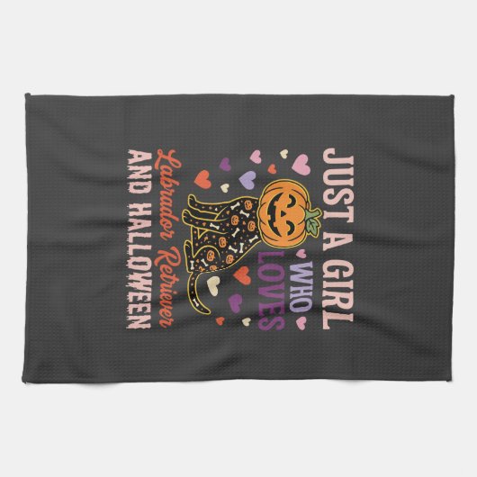 Grappige Labrador Retriever Halloween Pompoen Hond Theedoek (Horizontaal)