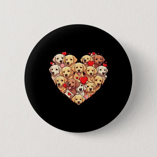 Grappige Labrador Retriever Hart Valentijn Labrado Ronde Button 5,7 Cm (Voorkant)