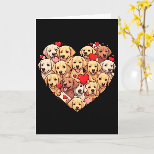 Grappige Labrador Retriever Hart Valentijnsdag Lab Kaart (Gele Bloem)