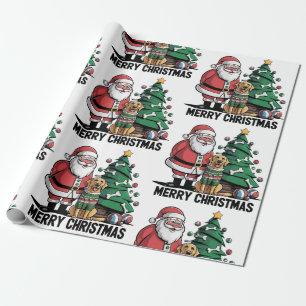 Grappige Labrador Retriever Hond met Santa Claus A Cadeaupapier