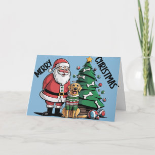 Grappige Labrador Retriever Hond met Santa Claus K Kaart